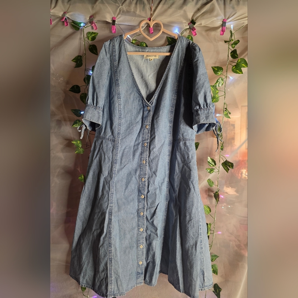 Madewell Blue Denim Midi Dress SZ Large
